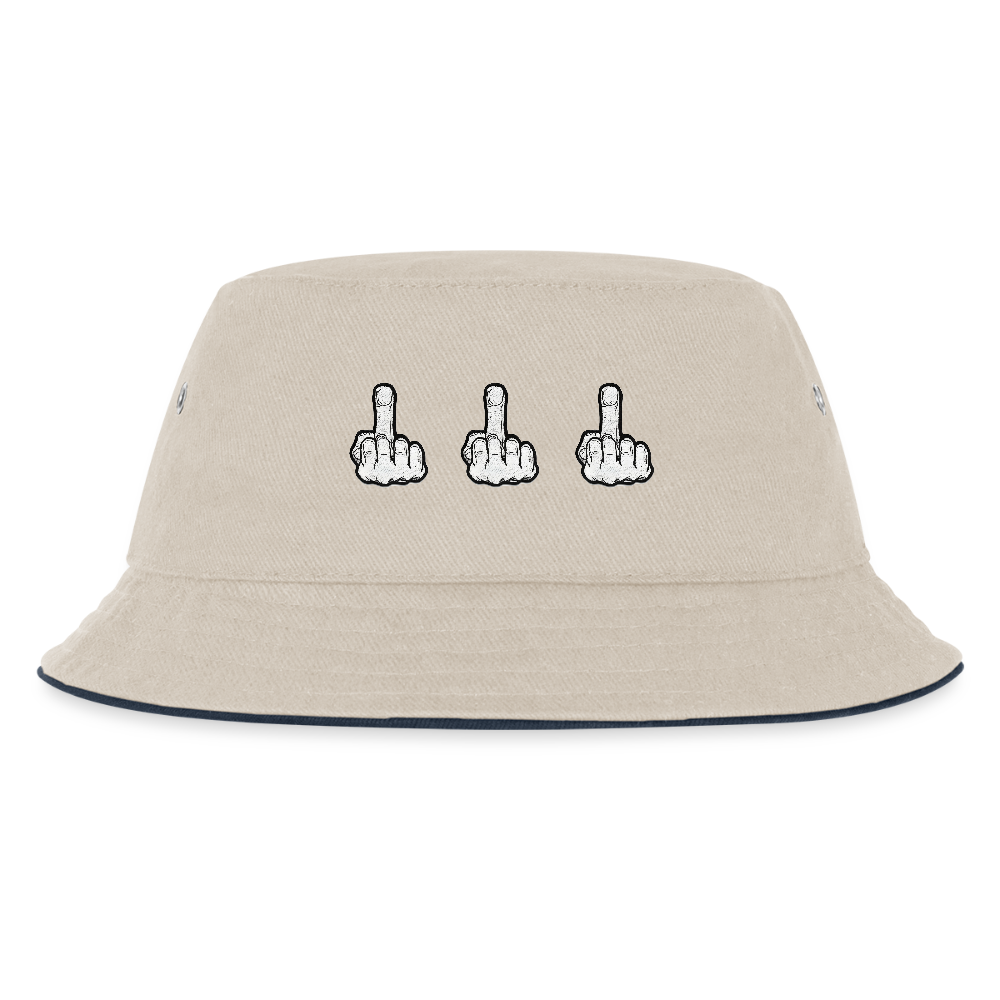 UP MIDDLE FINGER - CHICLREN'S BUCKET HAT - ecru/navy