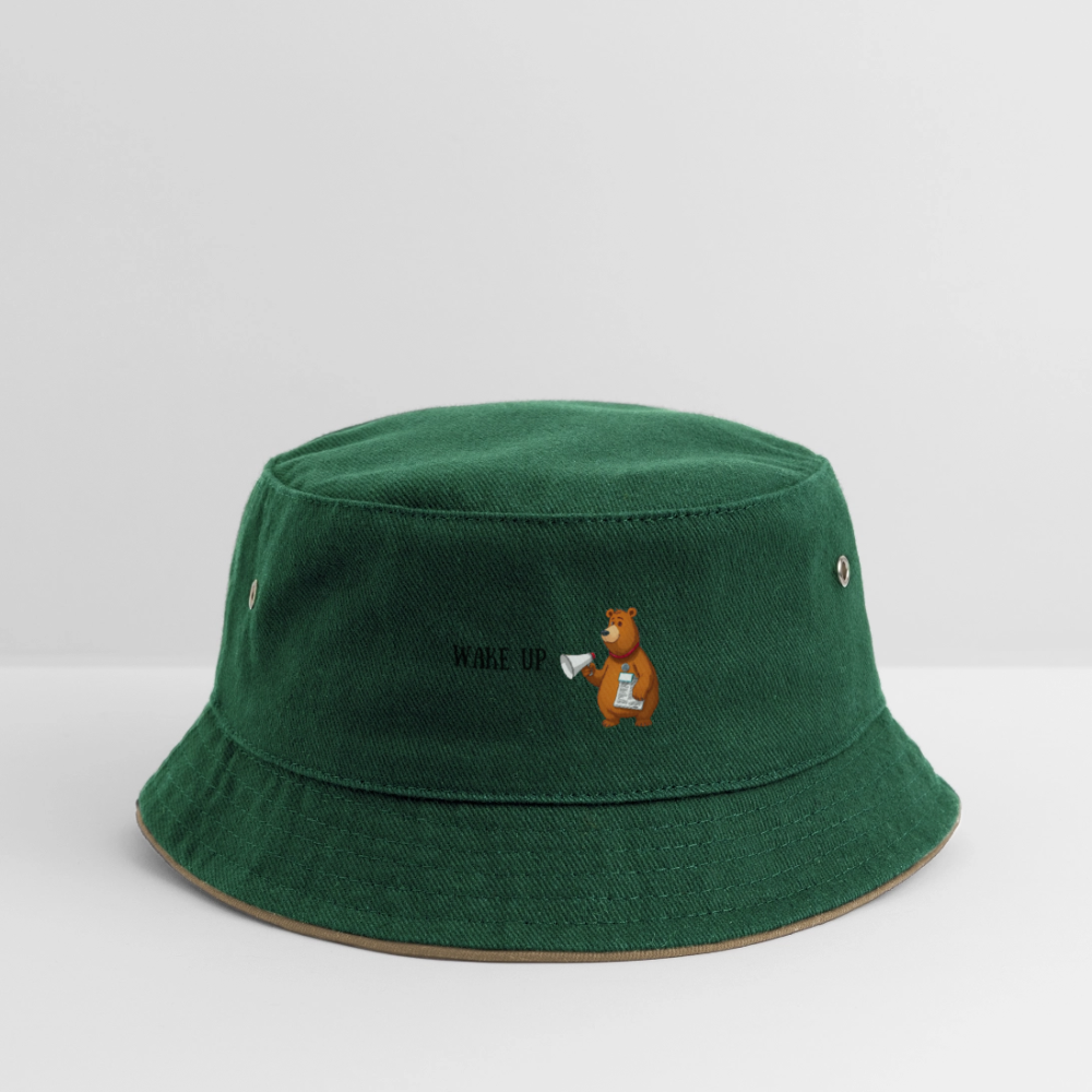 WAKE UP - CHICLREN'S BUCKET HAT - dark green/beige
