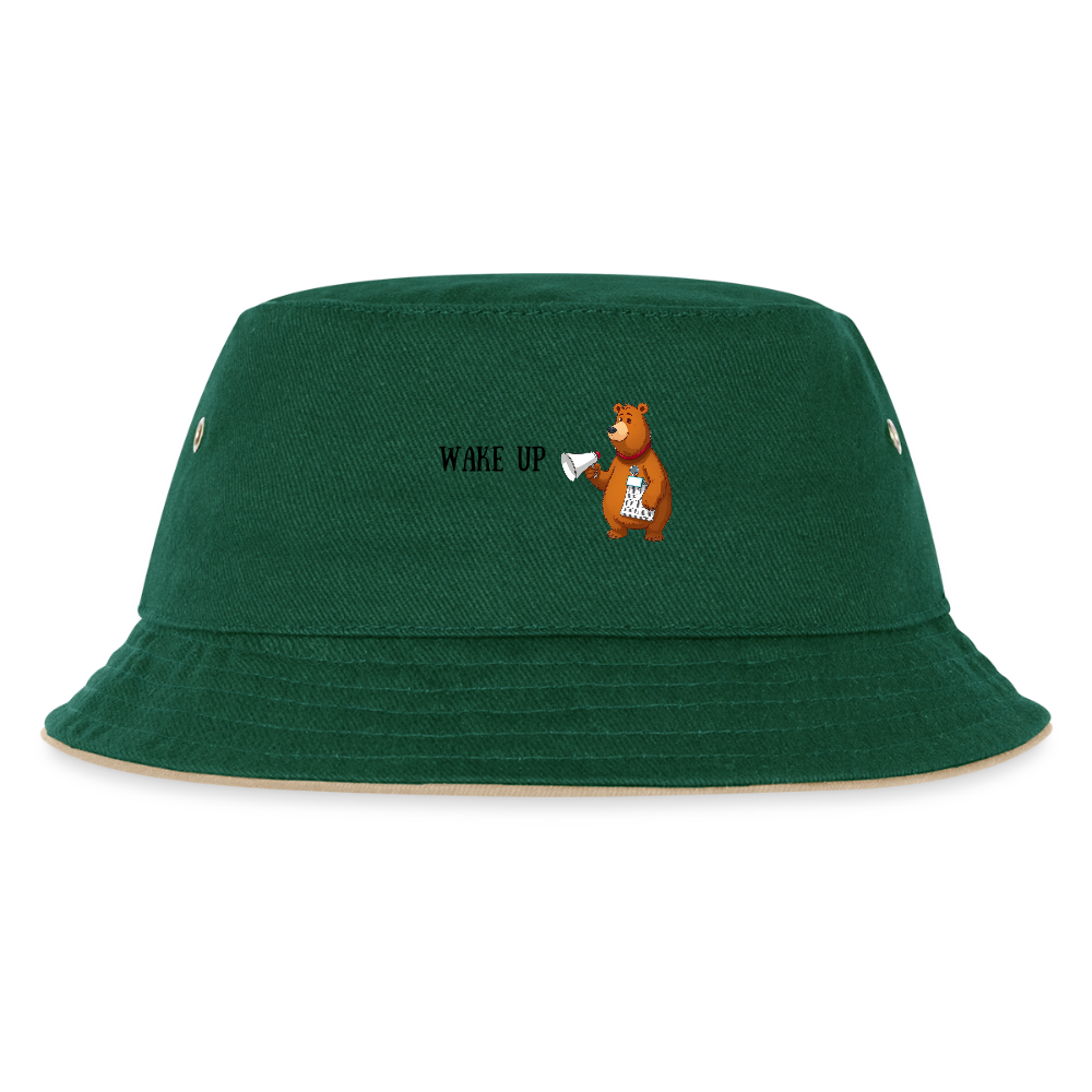 WAKE UP - CHICLREN'S BUCKET HAT - dark green/beige