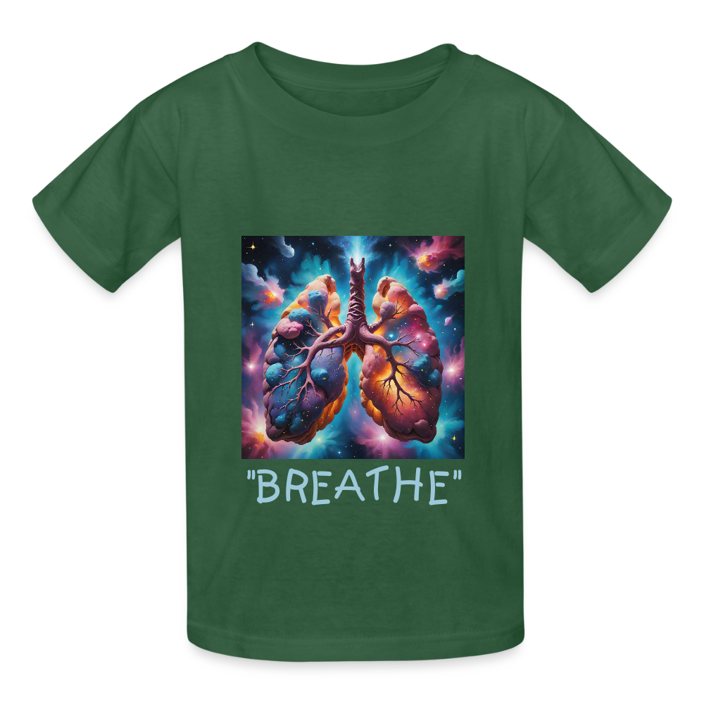 "BREATHE" CHILDREN'S T-SHIRT - bottle green