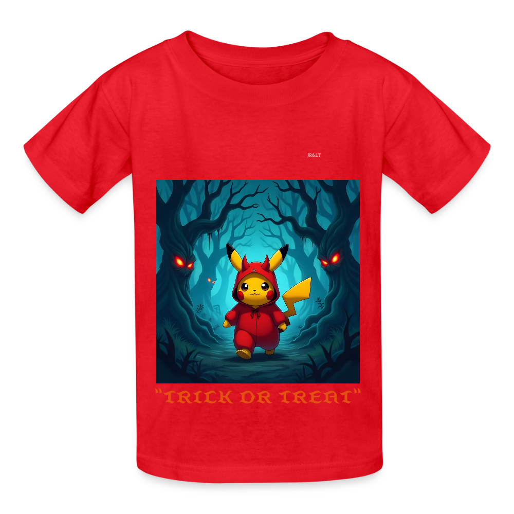 "TRICK OR TREAT" CHILDRENS T-SHIRT - red