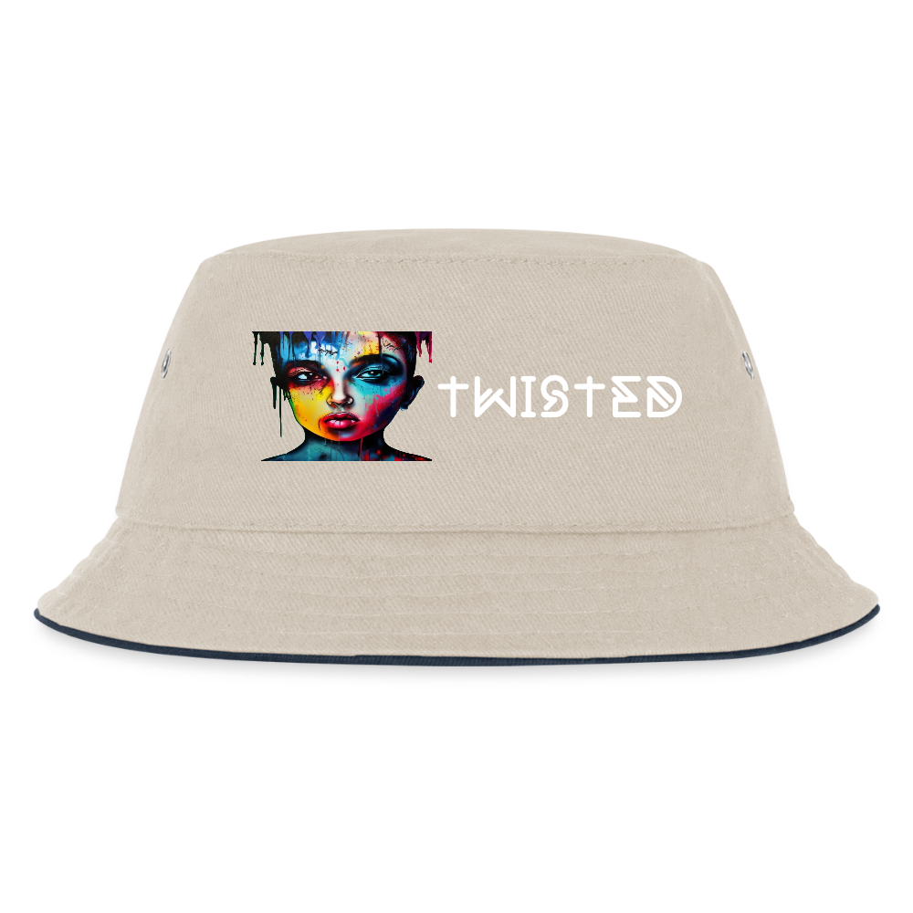 TWISTED - CHICLREN'S BUCKET HAT - ecru/navy