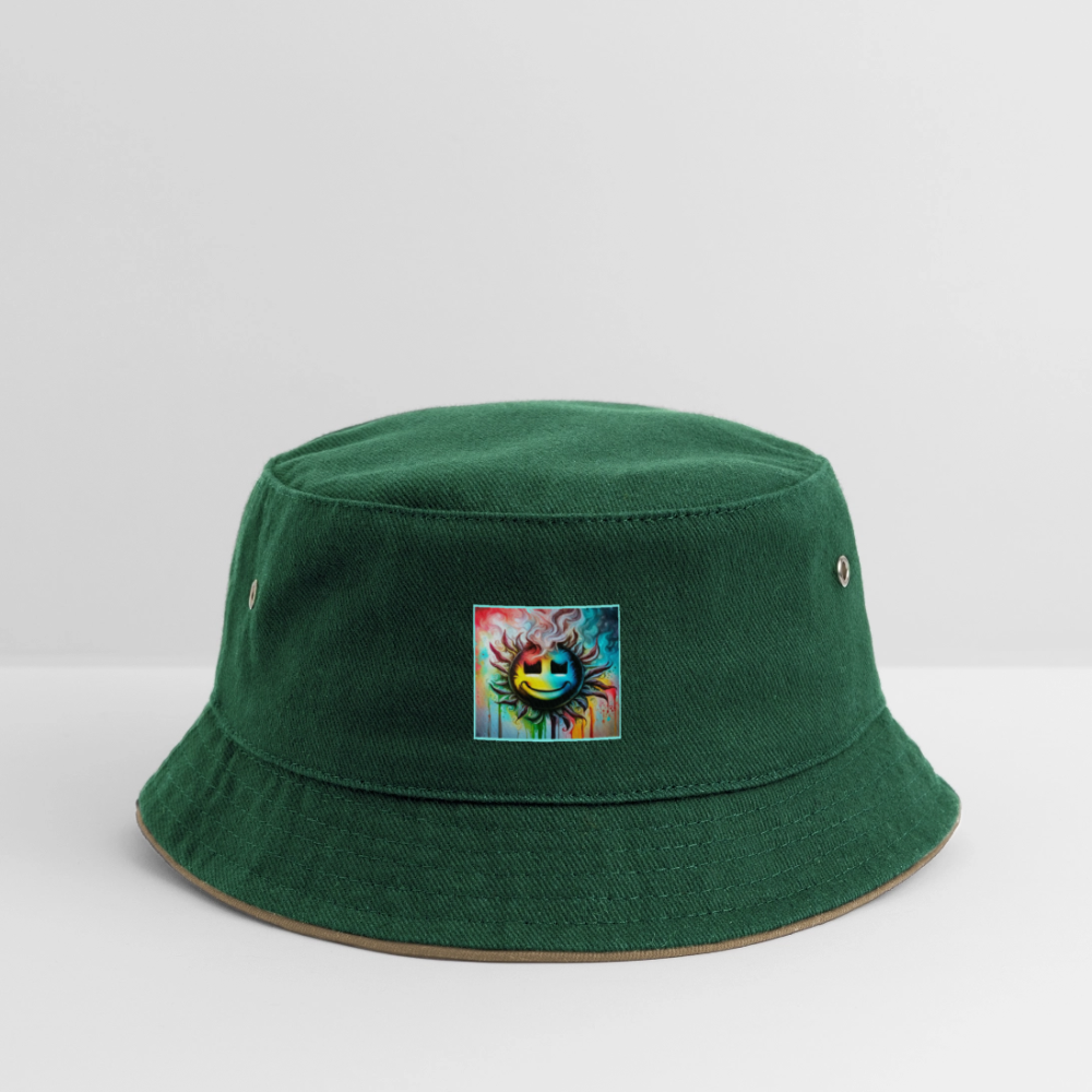 JR< TRADEMARKED LOGO - KIDS BUCKET HAT - dark green/beige