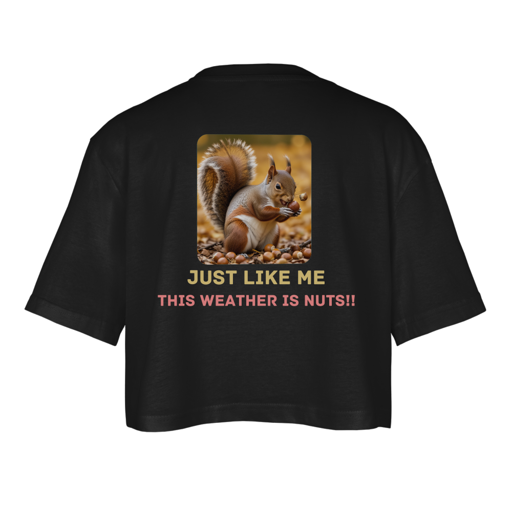 THIS WEATHER IS NUTS!! - WOMEN'S OVERSIZED CROP TOP - black