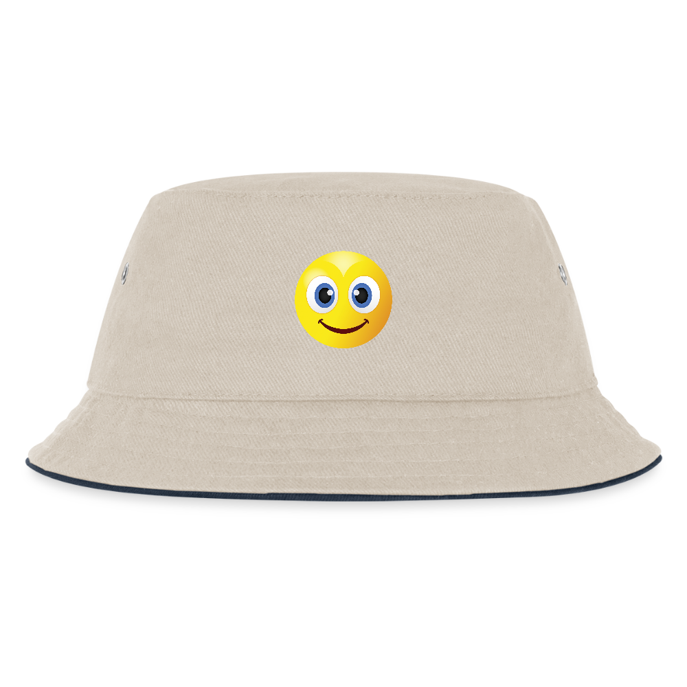 SMILEY - CHICLREN'S BUCKET HAT - ecru/navy