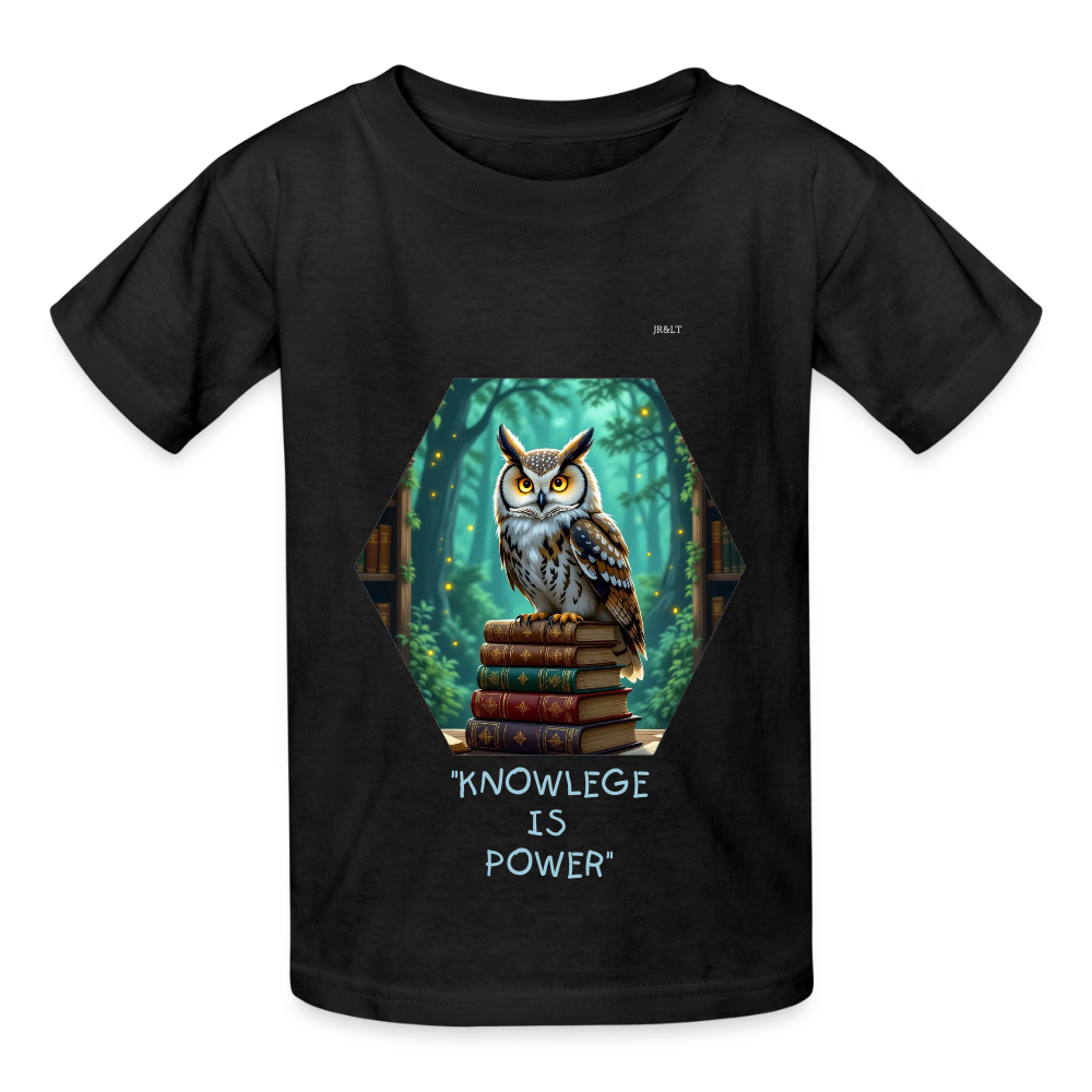 "KNOWEDGE IS POWER" CHILDRENS T-SHIRT - black