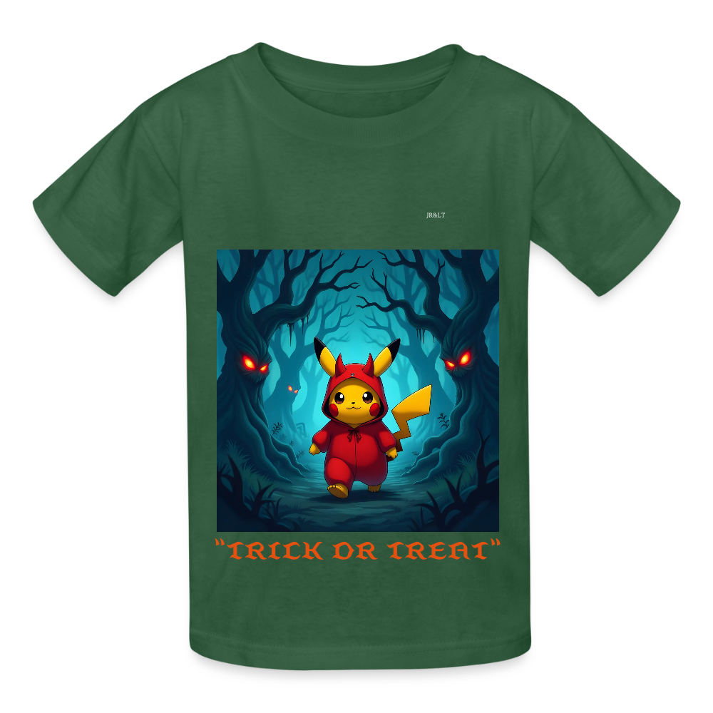 "TRICK OR TREAT" CHILDRENS T-SHIRT - bottle green
