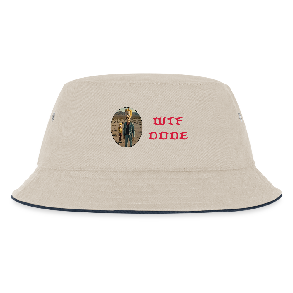 WTF DUDE - CHICLREN'S BUCKET HAT - ecru/navy