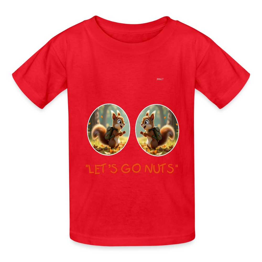 "NUTTY SQUIRELLS" CHILDRENS T-SHIRT - red