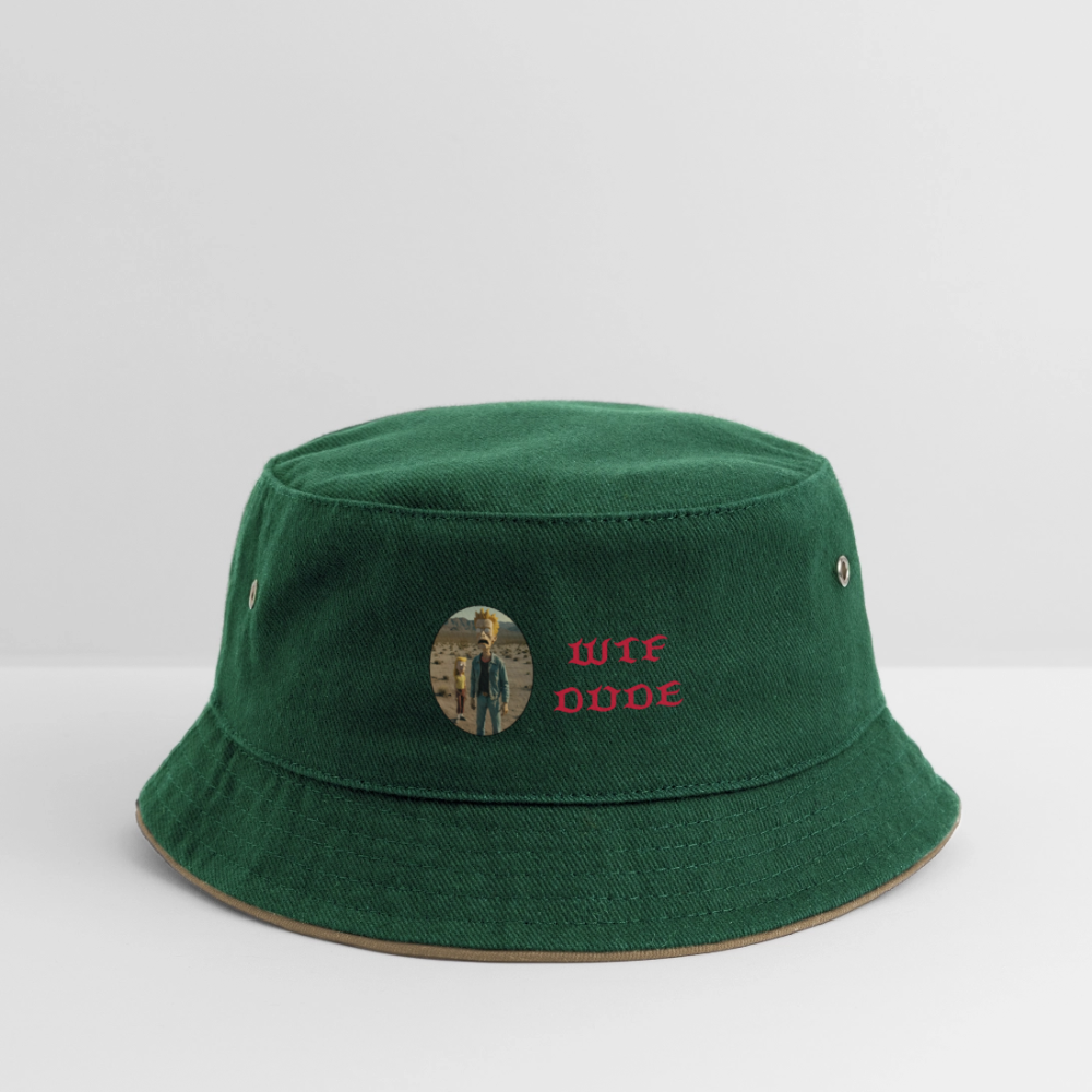 WTF DUDE - CHICLREN'S BUCKET HAT - dark green/beige