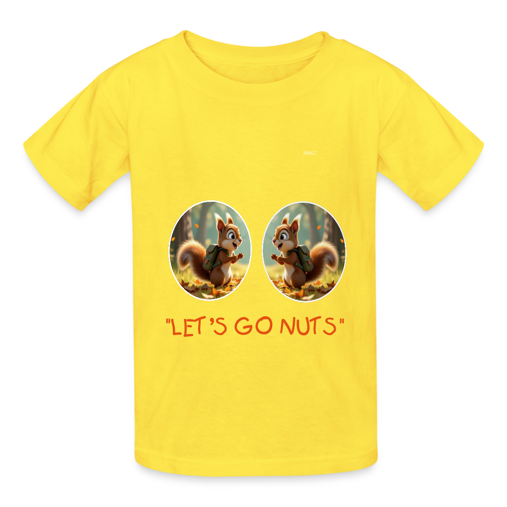 "NUTTY SQUIRELLS" CHILDRENS T-SHIRT - yellow