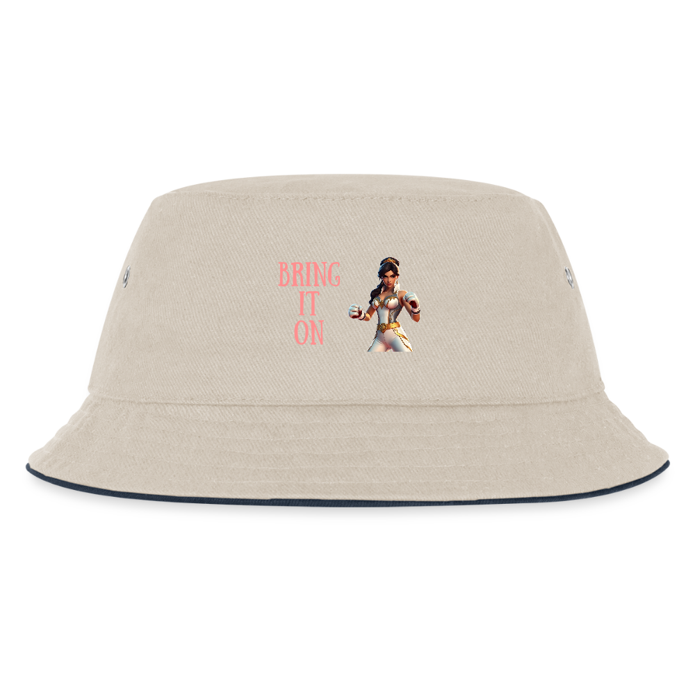 PRINCESS IN TRAINIING - CHICLREN'S BUCKET HAT - ecru/navy