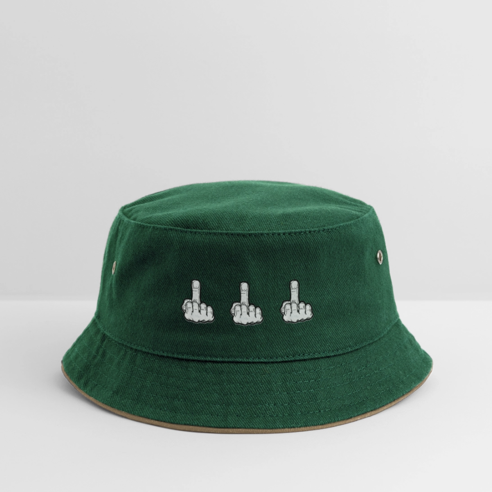 UP MIDDLE FINGER - CHICLREN'S BUCKET HAT - dark green/beige