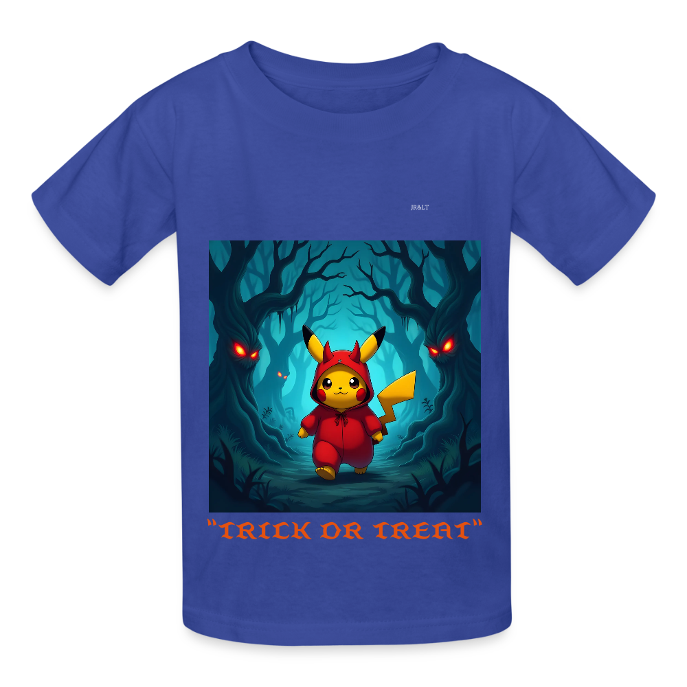 "TRICK OR TREAT" CHILDRENS T-SHIRT - royal blue