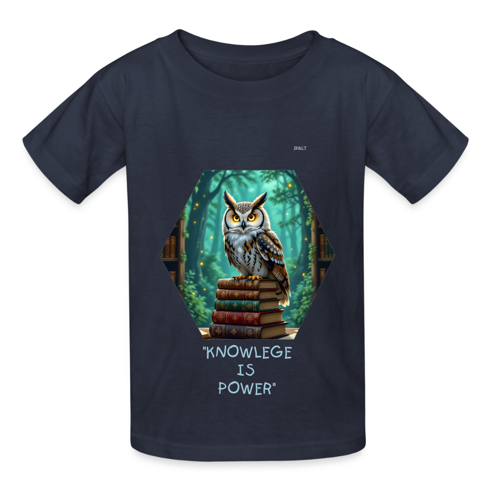 "KNOWEDGE IS POWER" CHILDRENS T-SHIRT - navy