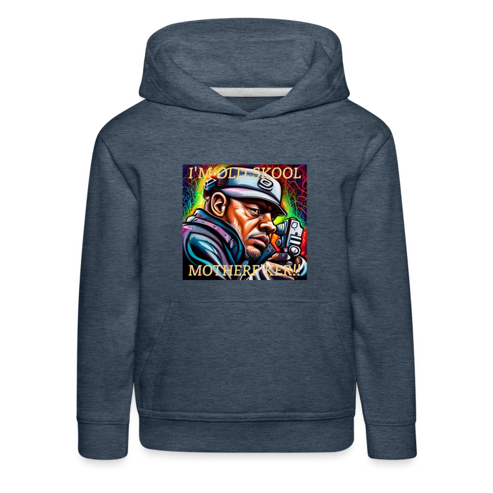 I'M OLD SKOOL MOTHERF'KER!! CHILDREN'S HOODIE - heather denim