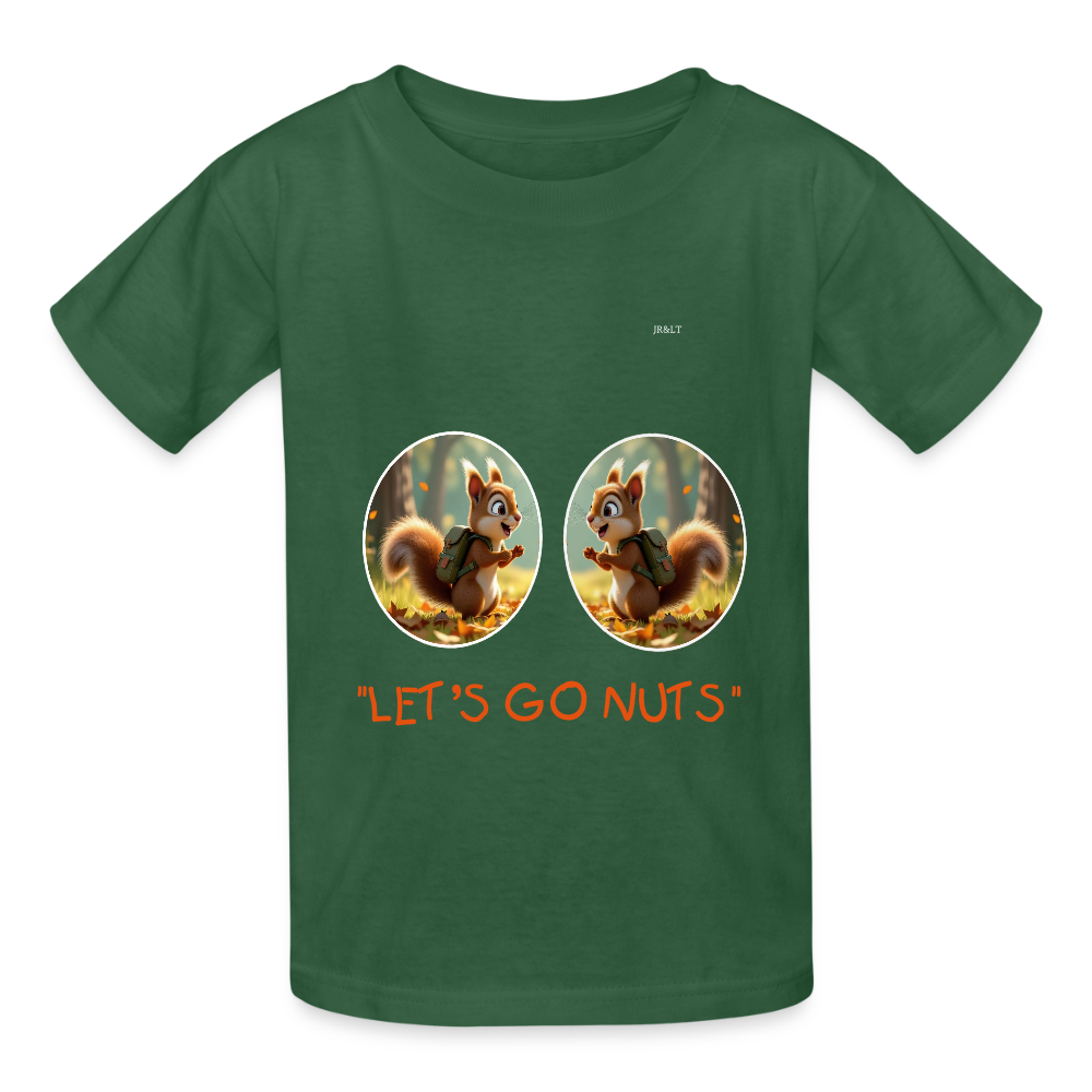 "NUTTY SQUIRELLS" CHILDRENS T-SHIRT - bottle green