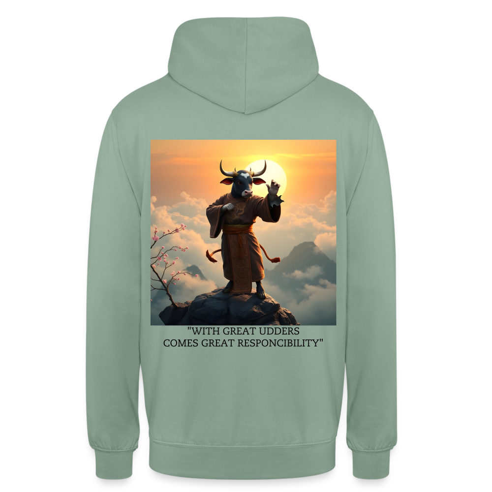 "WITH GREAT UDDERS" WOMEN'S HOODIE - steel green