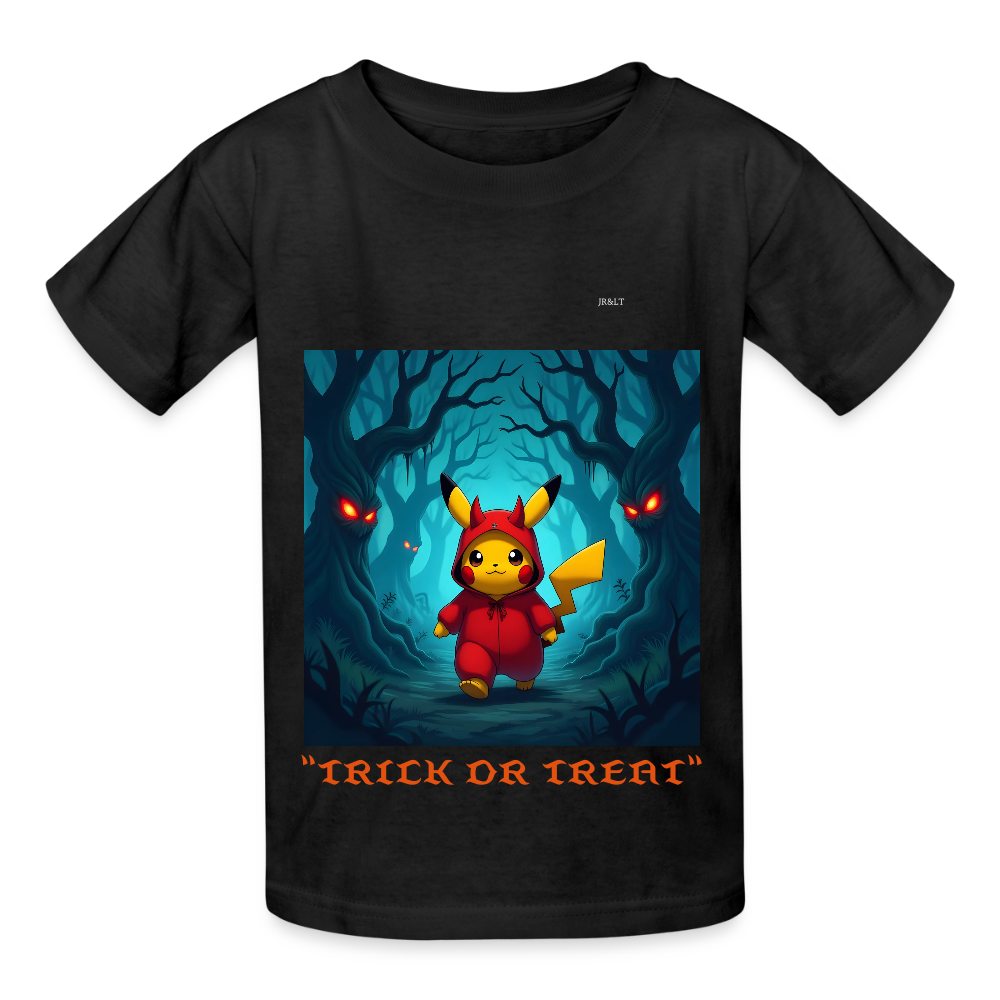 "TRICK OR TREAT" CHILDRENS T-SHIRT - black