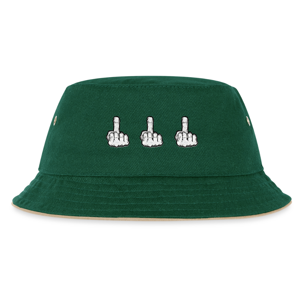 UP MIDDLE FINGER - CHICLREN'S BUCKET HAT - dark green/beige