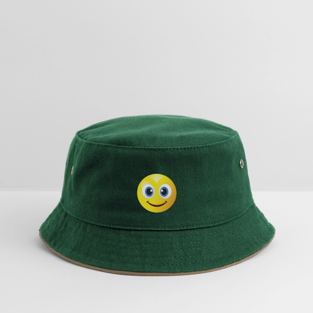 SMILEY - CHICLREN'S BUCKET HAT - dark green/beige