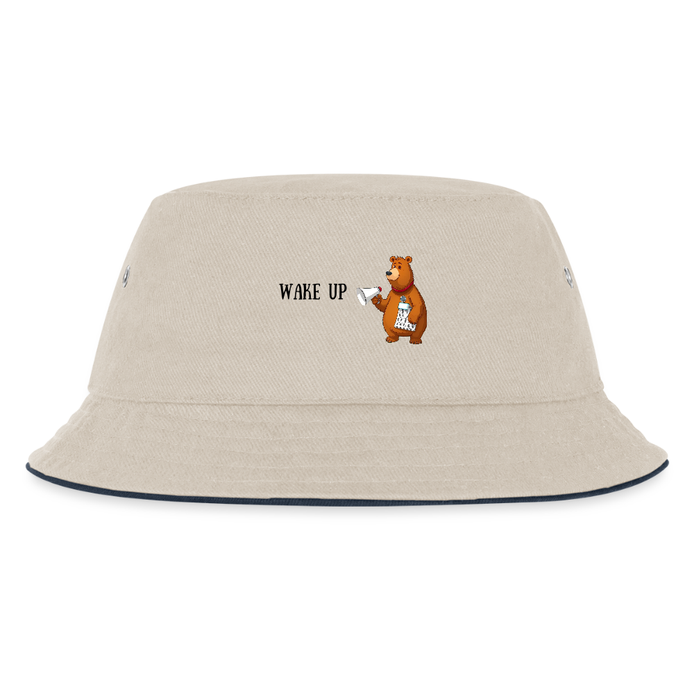 WAKE UP - CHICLREN'S BUCKET HAT - ecru/navy