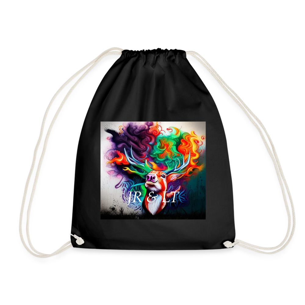 JR< -DRAWSTRING BAG - black