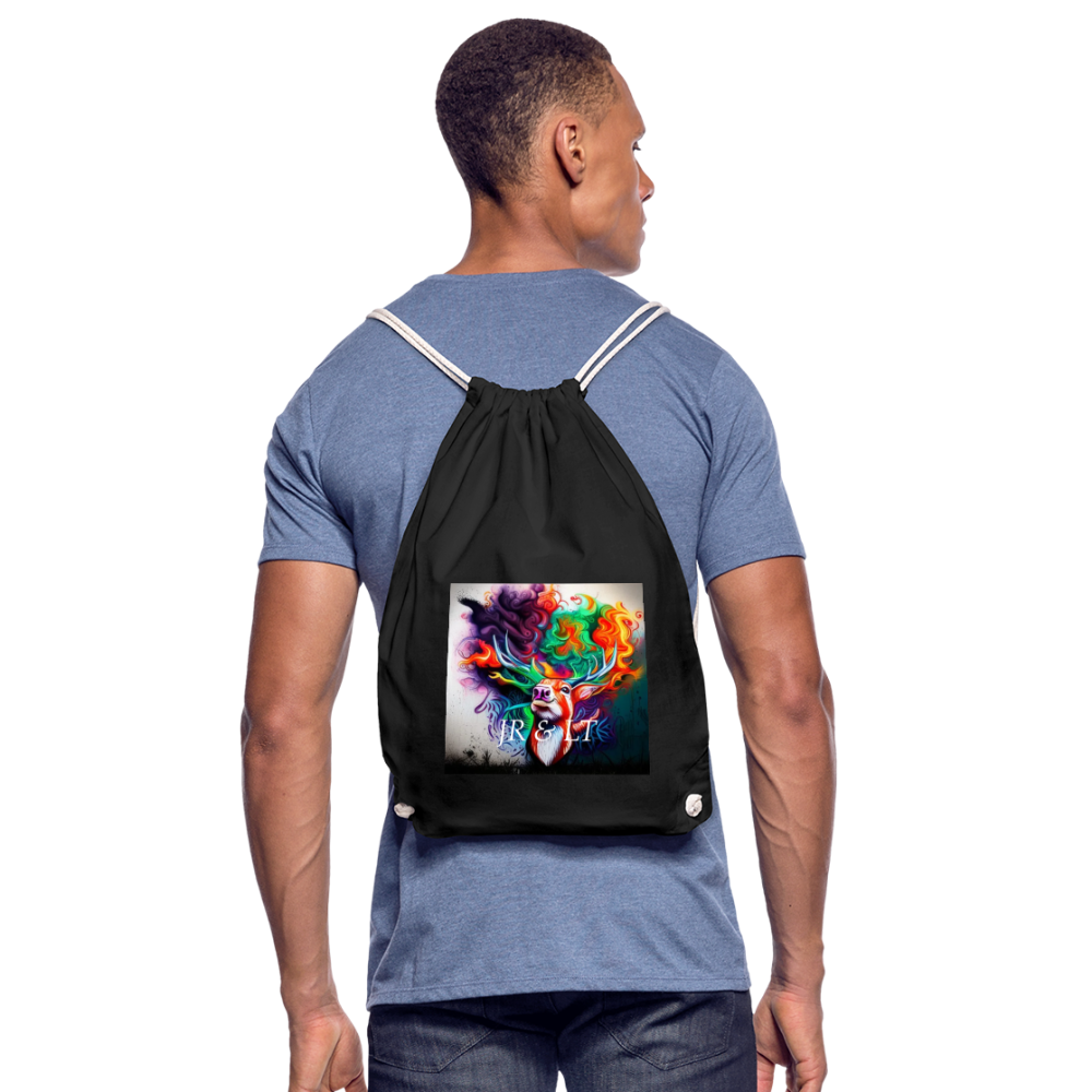 JR< -DRAWSTRING BAG - black