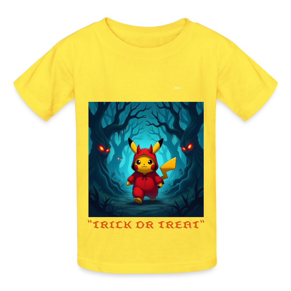 "TRICK OR TREAT" CHILDRENS T-SHIRT - yellow