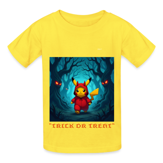 "TRICK OR TREAT" CHILDRENS T-SHIRT - yellow